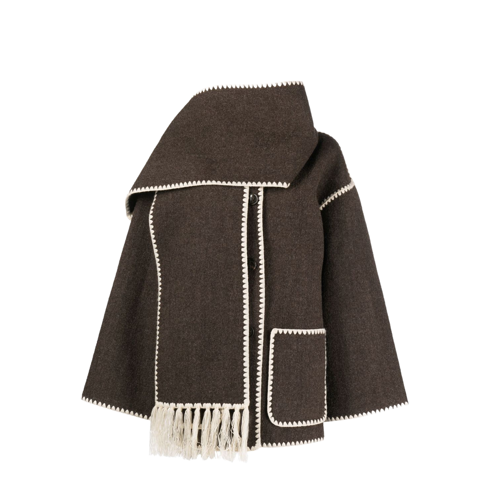 Embroidered Scarf Jacket in Wool Blend