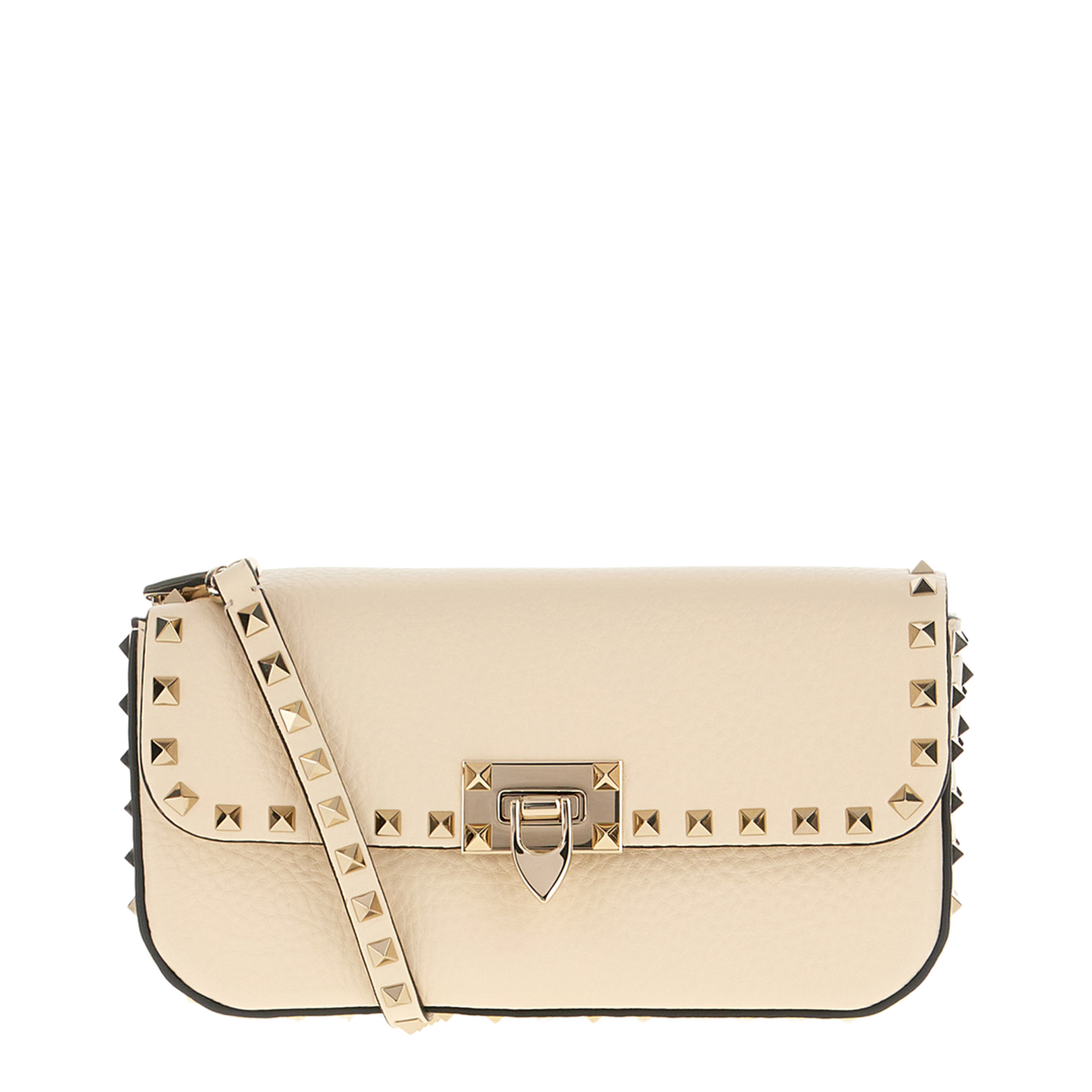 Sand Leather Rockstud Shoulder Bag