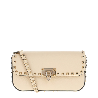 Sand Leather Rockstud Shoulder Bag