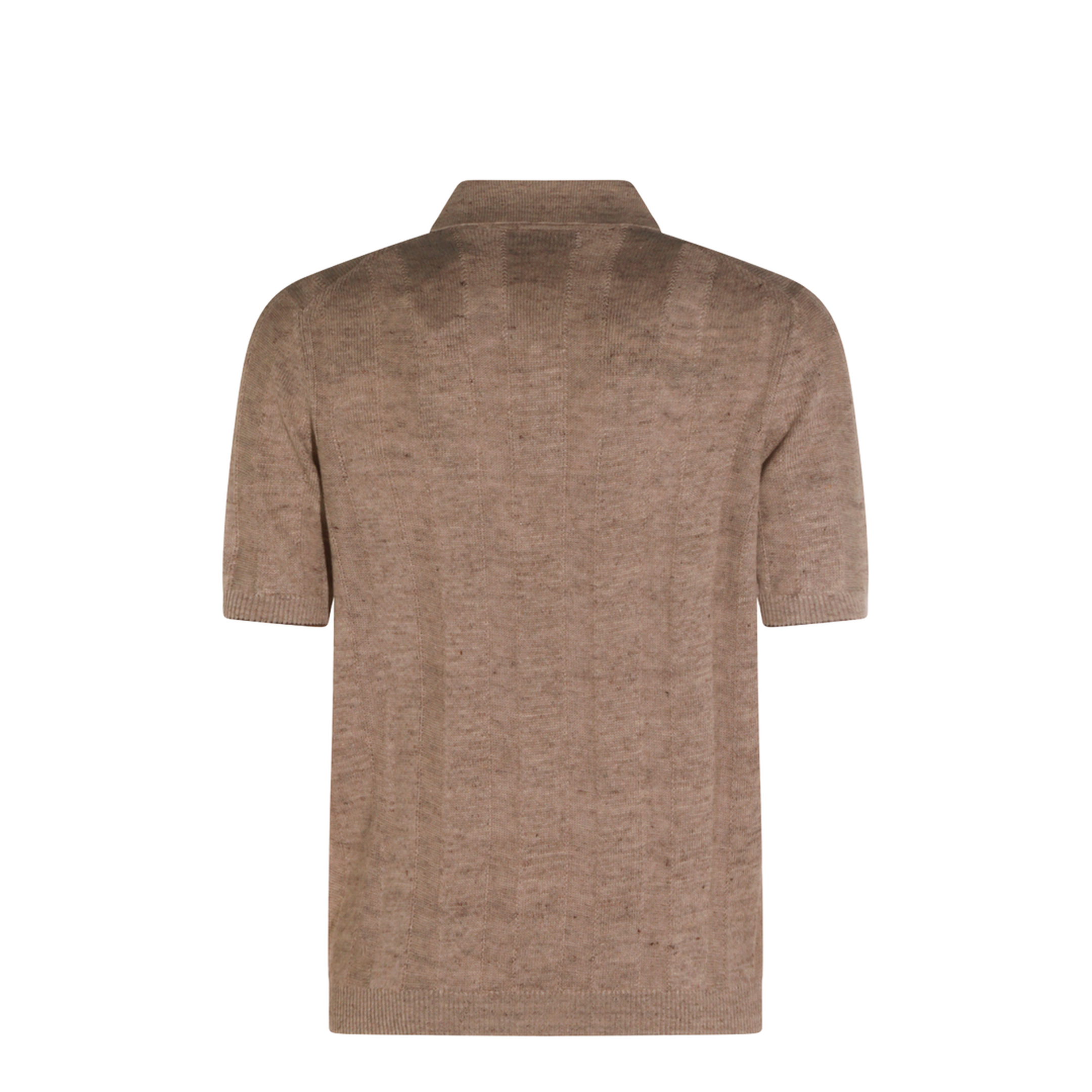 Ribbed Button Polo Shirt Brown