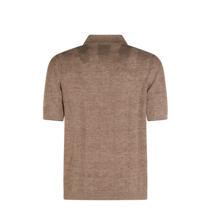 Ribbed Button Polo Shirt Brown
