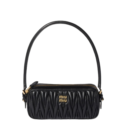 Black Matelassé Nappa Leather Pouch