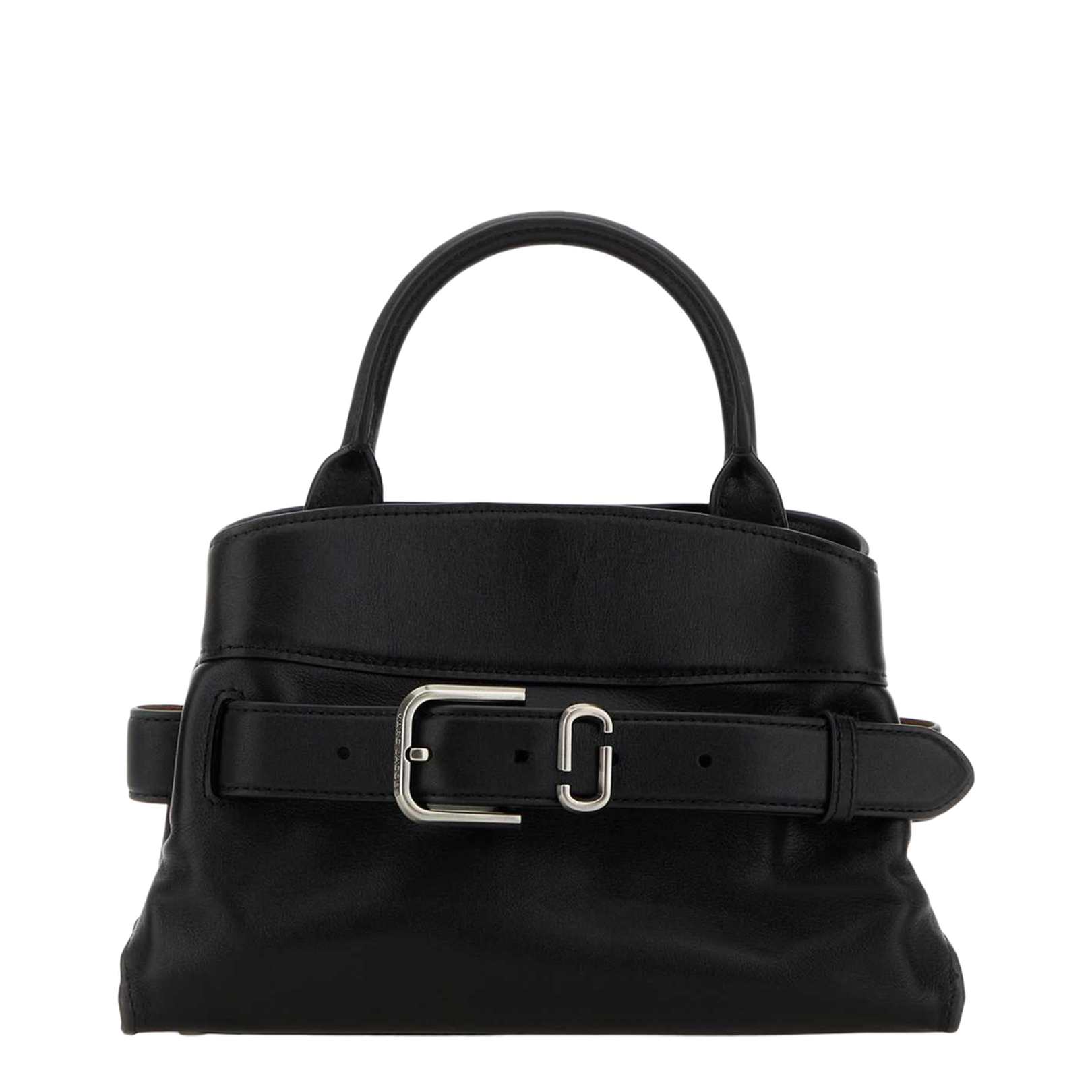Black Leather Small Satchel Handbag