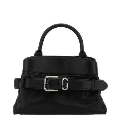 Black Leather Small Satchel Handbag
