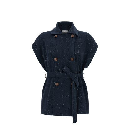 Double-Breasted Tie Knit Vest