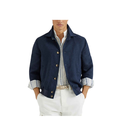 Button Shirt Jacket Navy Blue