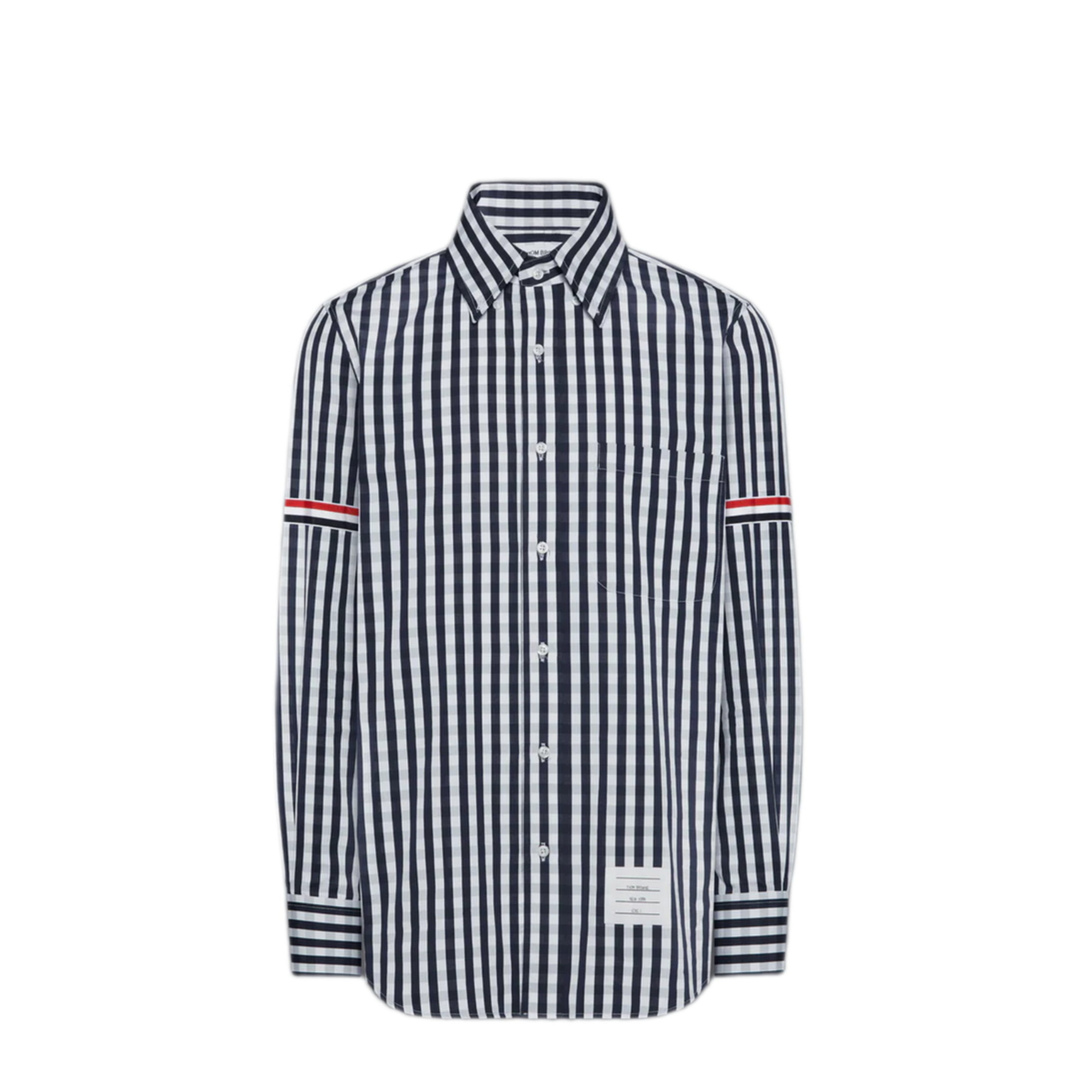 MAYFEYR - Thom Browne - Straight Fit L/S Shirt With Gg Armband In Gingham Check Poplin - MWL301OF0998415