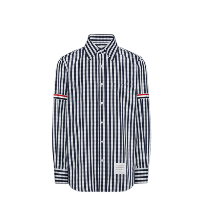 MAYFEYR - Thom Browne - Straight Fit L/S Shirt With Gg Armband In Gingham Check Poplin - MWL301OF0998415
