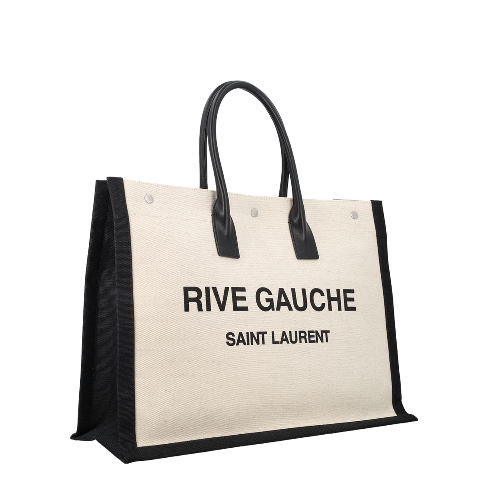 Rive Gauche Large Canvas Tote Bags - White