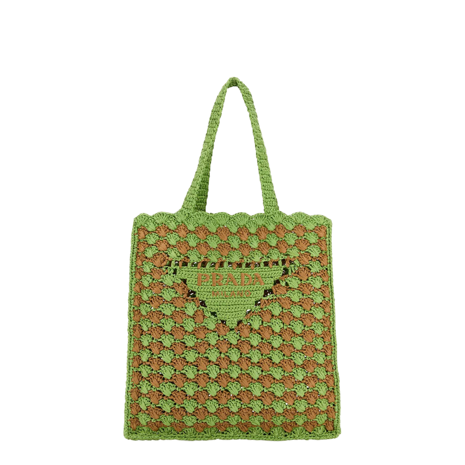 Two-tone raffia shopping bag