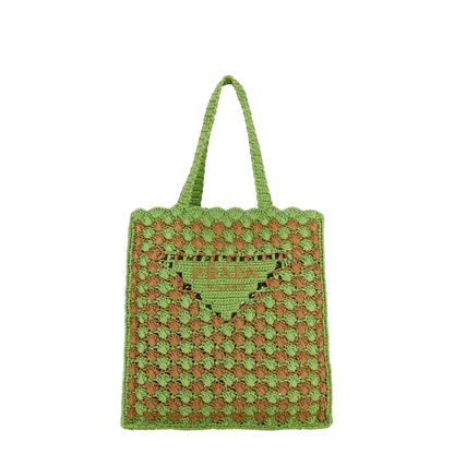 Two-tone raffia shopping bag