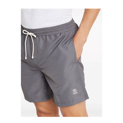 Logo-Embroidered Drawstring Swim Shorts - Grey