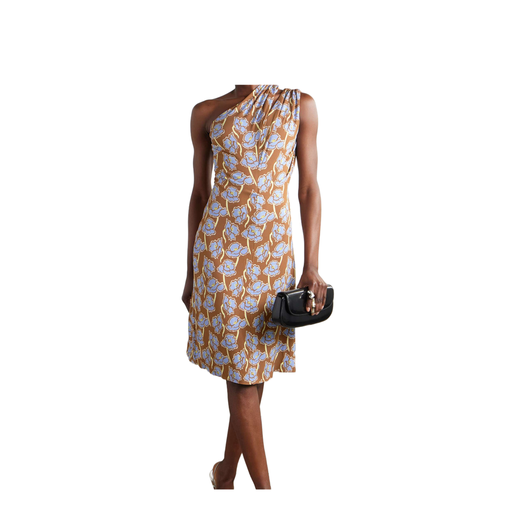 One Shoulder Dress in Multicolor Fabric