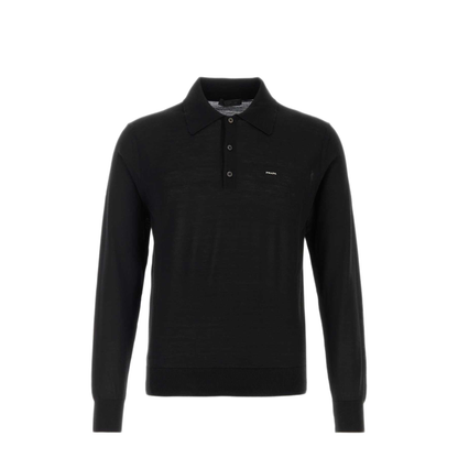 MAYFEYR - Prada - Black Wool Polo Shirt - UMF147SOOO18DYF0002