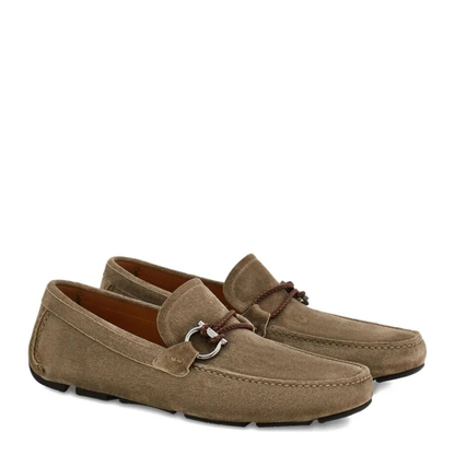 MAYFEYR - Ferragamo - Suede Driver Loafers With Braided Leather Lace - 02B7960789635