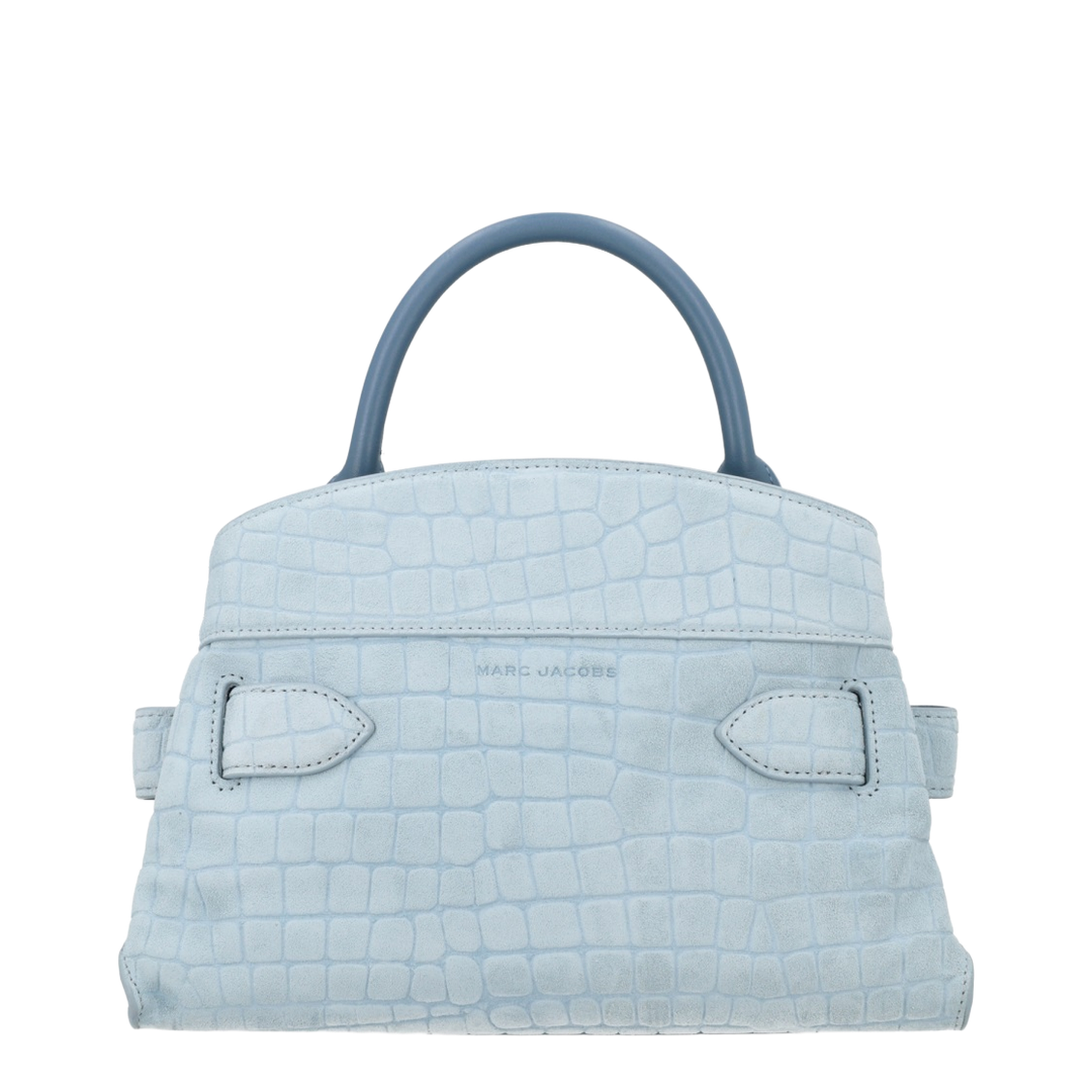 Dakota Small Crocodile-Embossed Italian Suede Satchel - Blue Mist