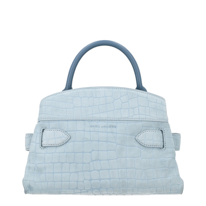 Dakota Small Crocodile-Embossed Italian Suede Satchel - Blue Mist
