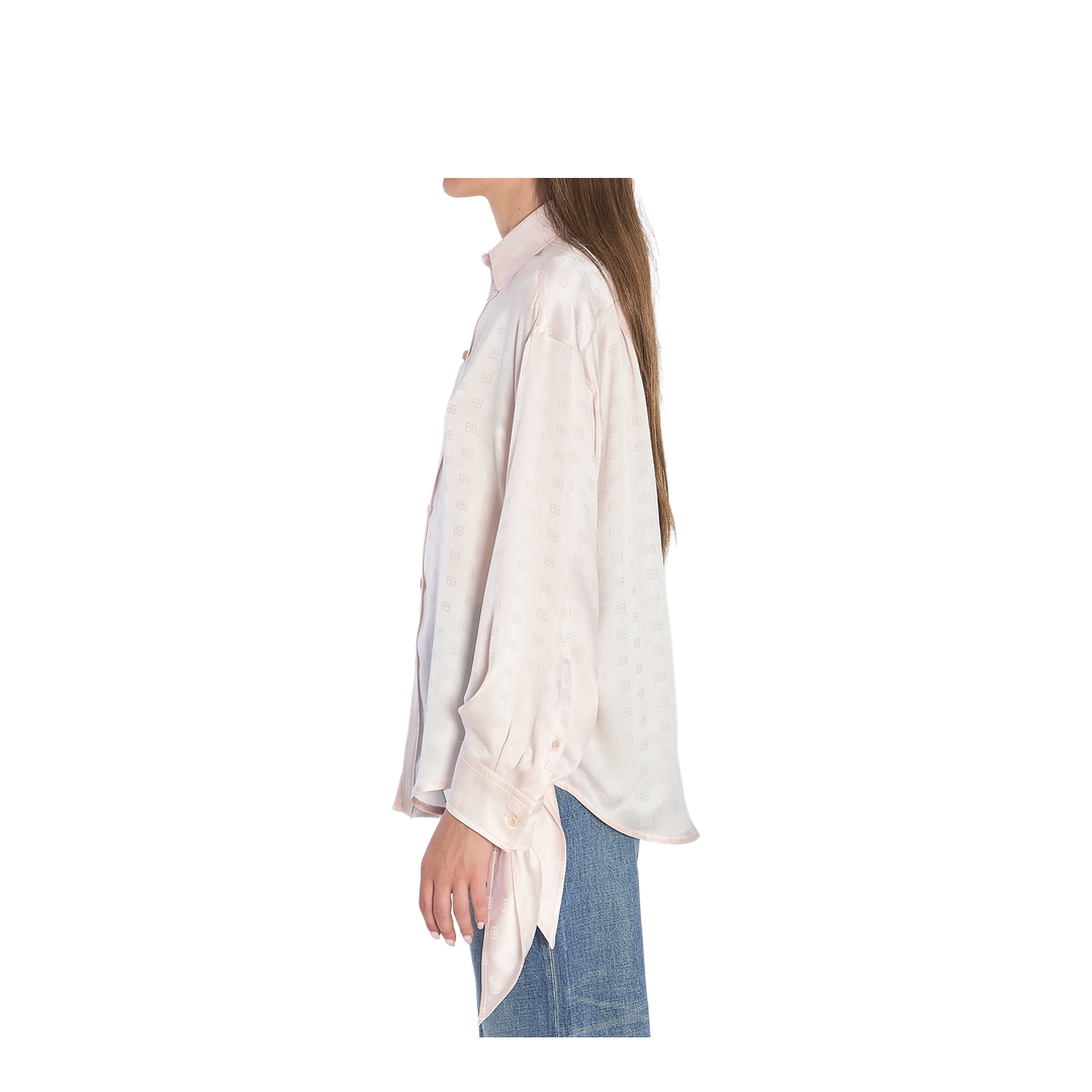 Silk Shirt With Knotted Cuffs In Pink