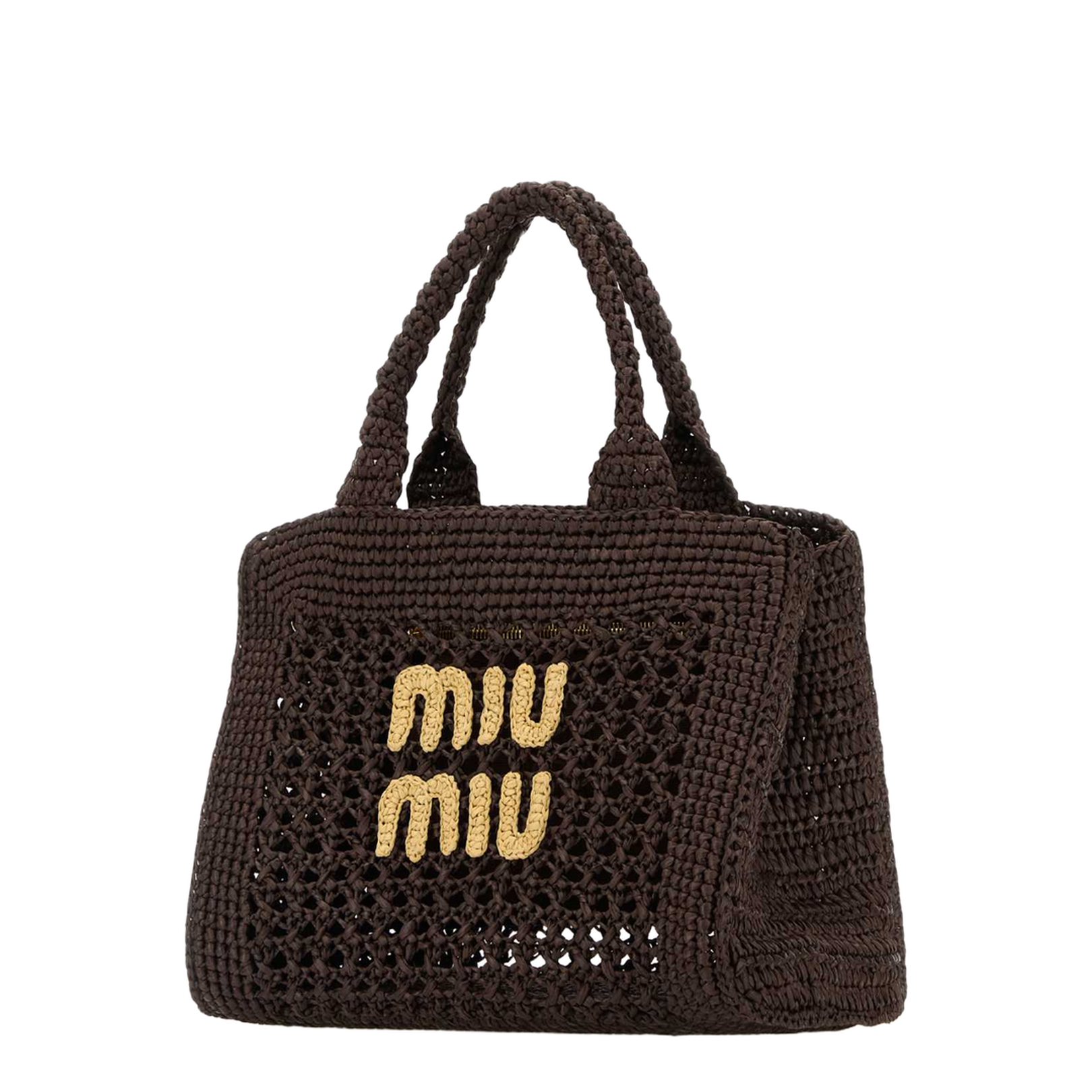 Cocoa Brown Raffia-effect Woven Handbag