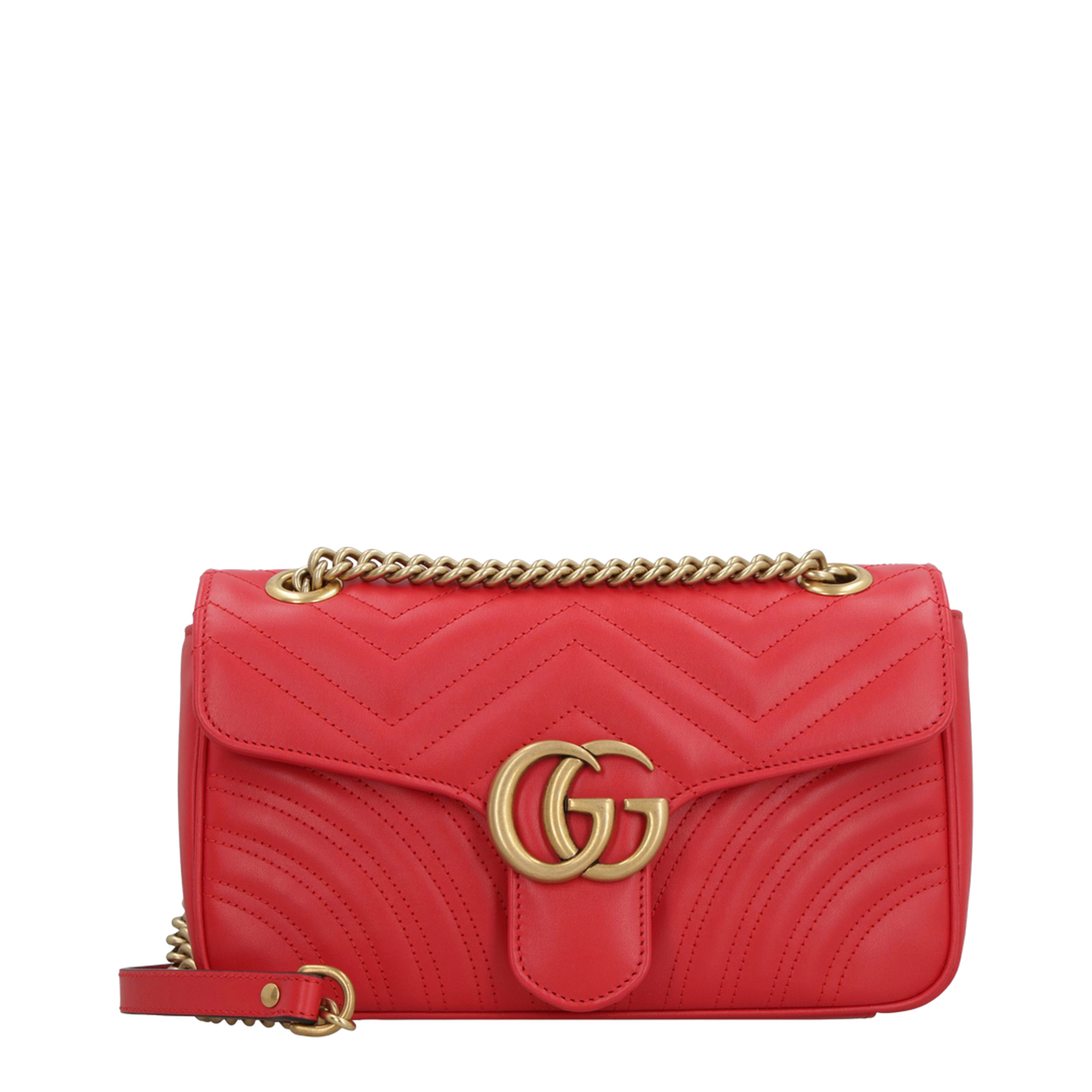 GG Marmont Large Leather Shoulder Bag - Red