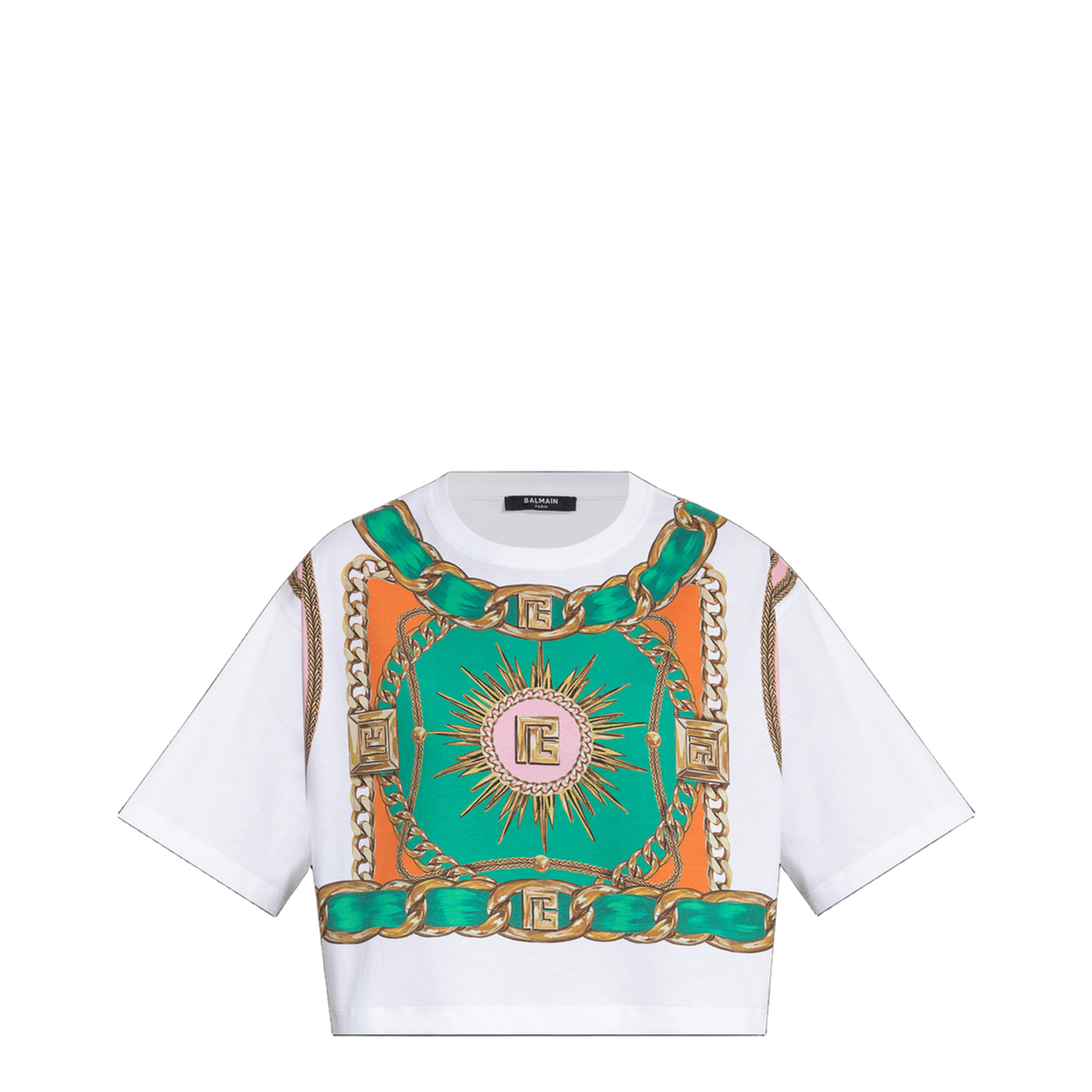 Cropped T-shirt with Foulard print