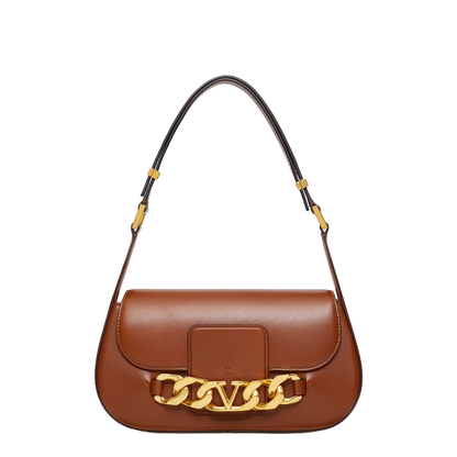 VLogo Leather Shoulder Bag