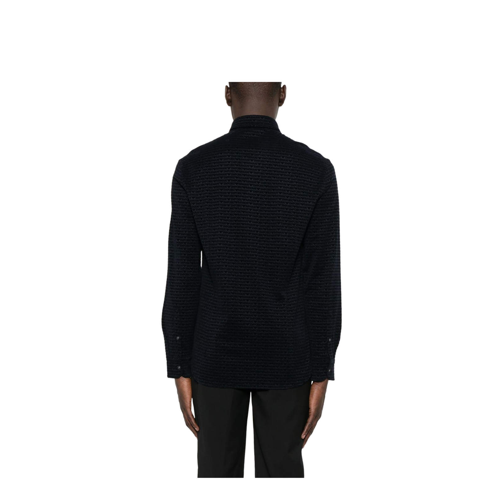 Lyocell Blend Jersey Shirt with All-Over Flocked Logo