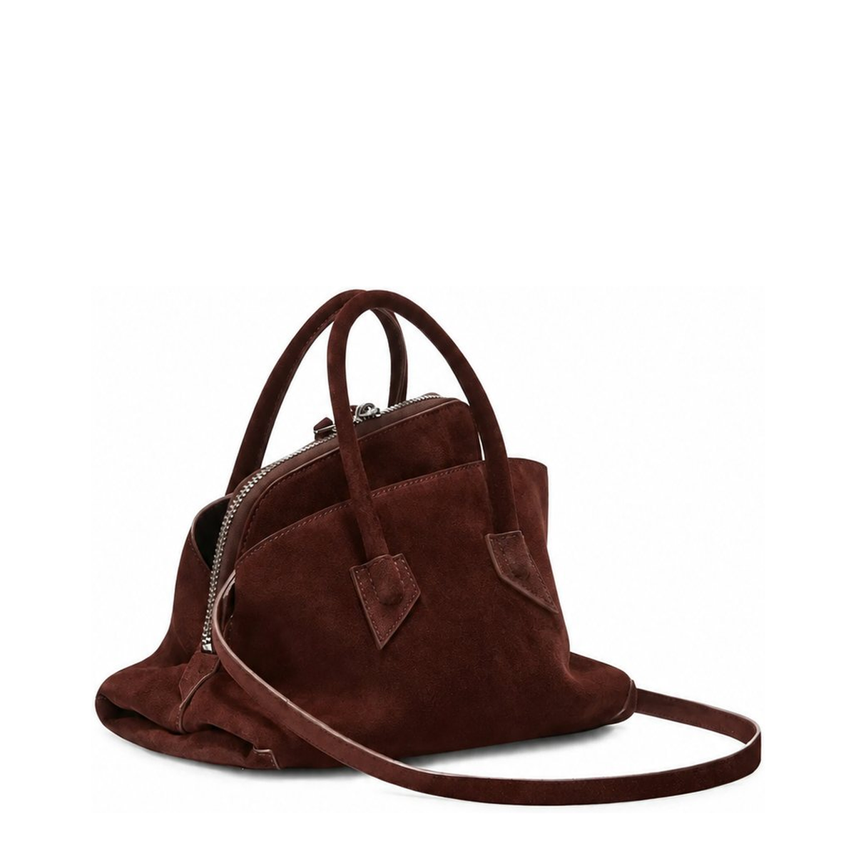 La Passeggiata Mini Suede Top-Handle Bag - Light Brown