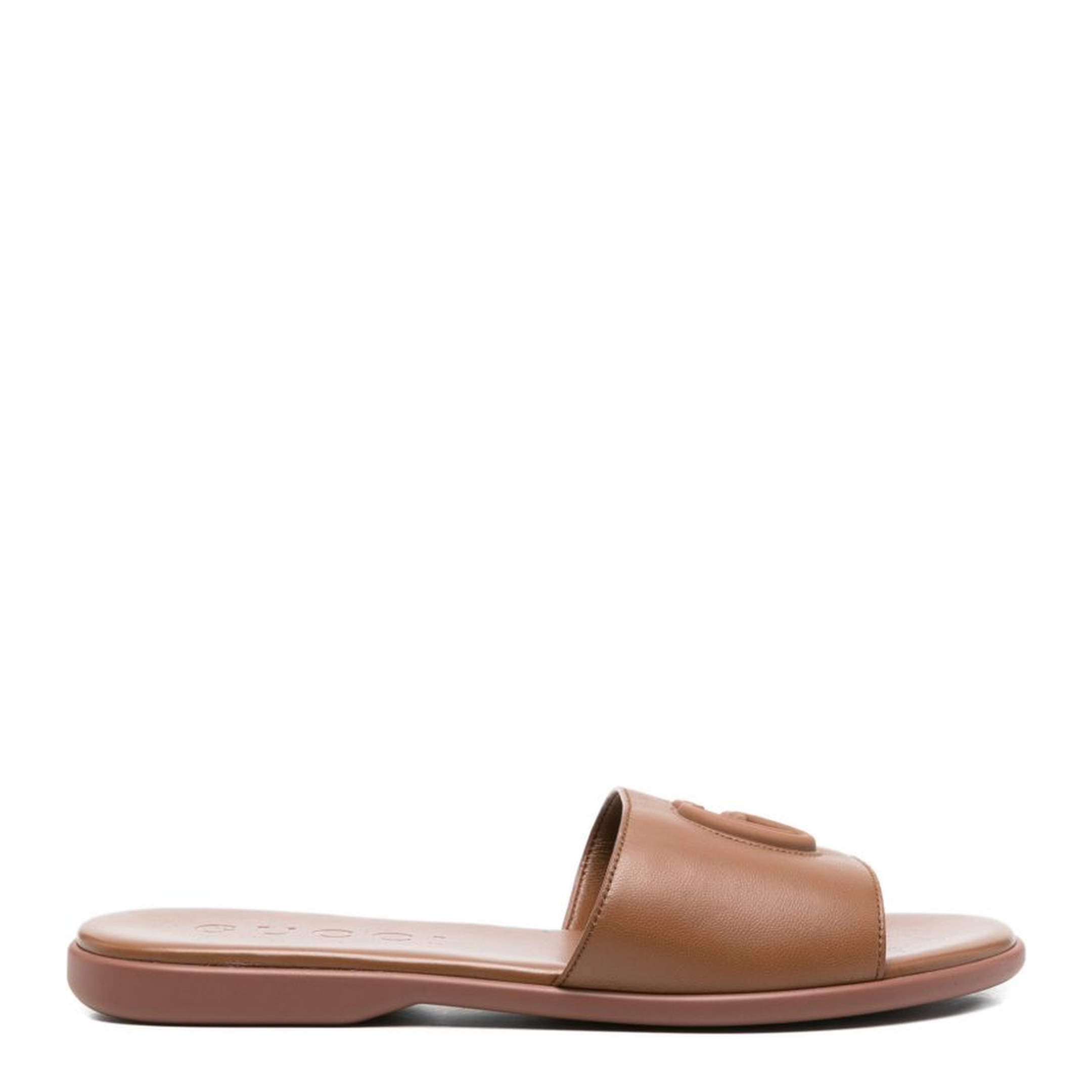 MAYFEYR - Gucci - Slide Sandal With Double G In Brown Leather - 874910AAGT42535