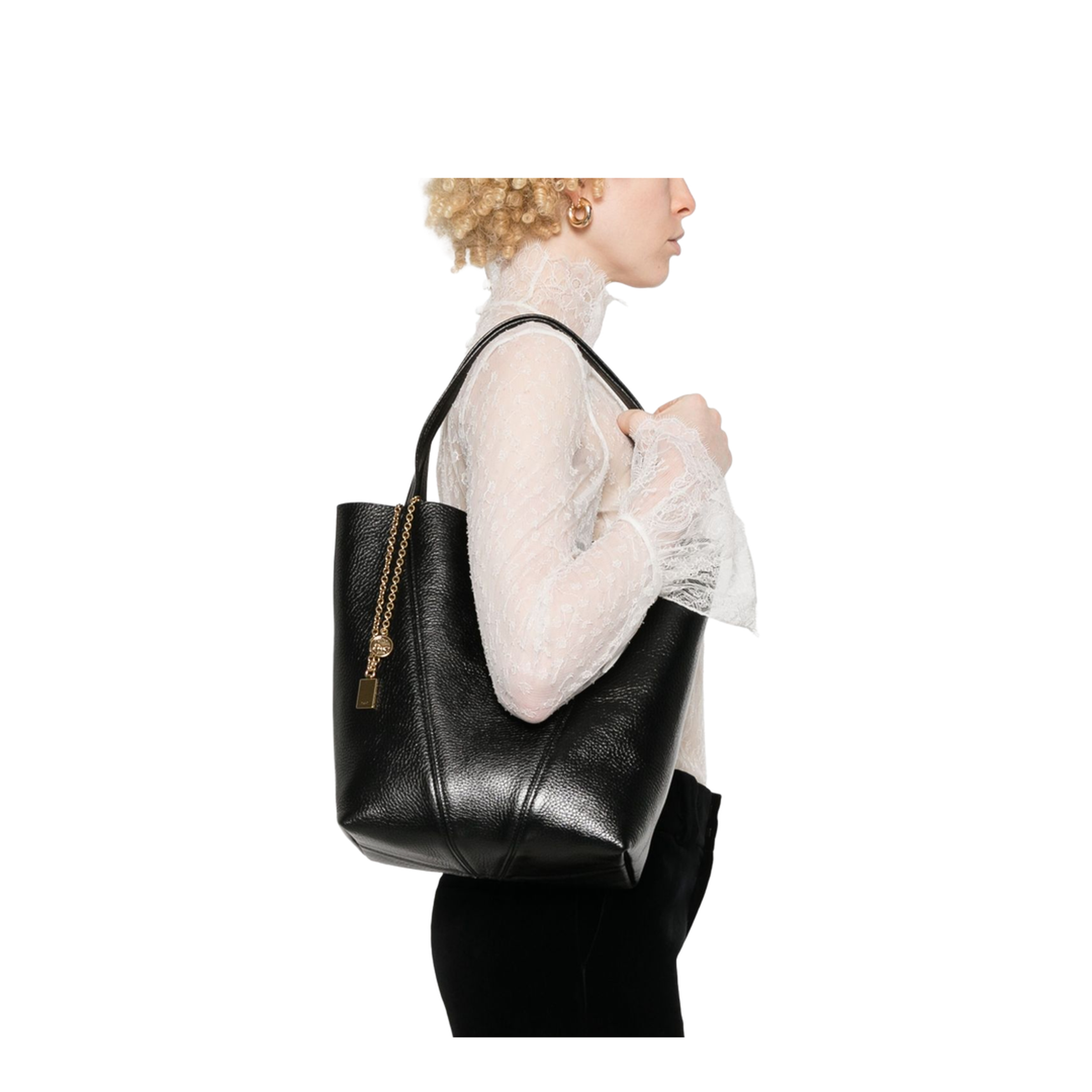Black Two Flat Shoulder Straps Bag