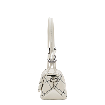 Mini Dual White Quilted Shoulder Bag