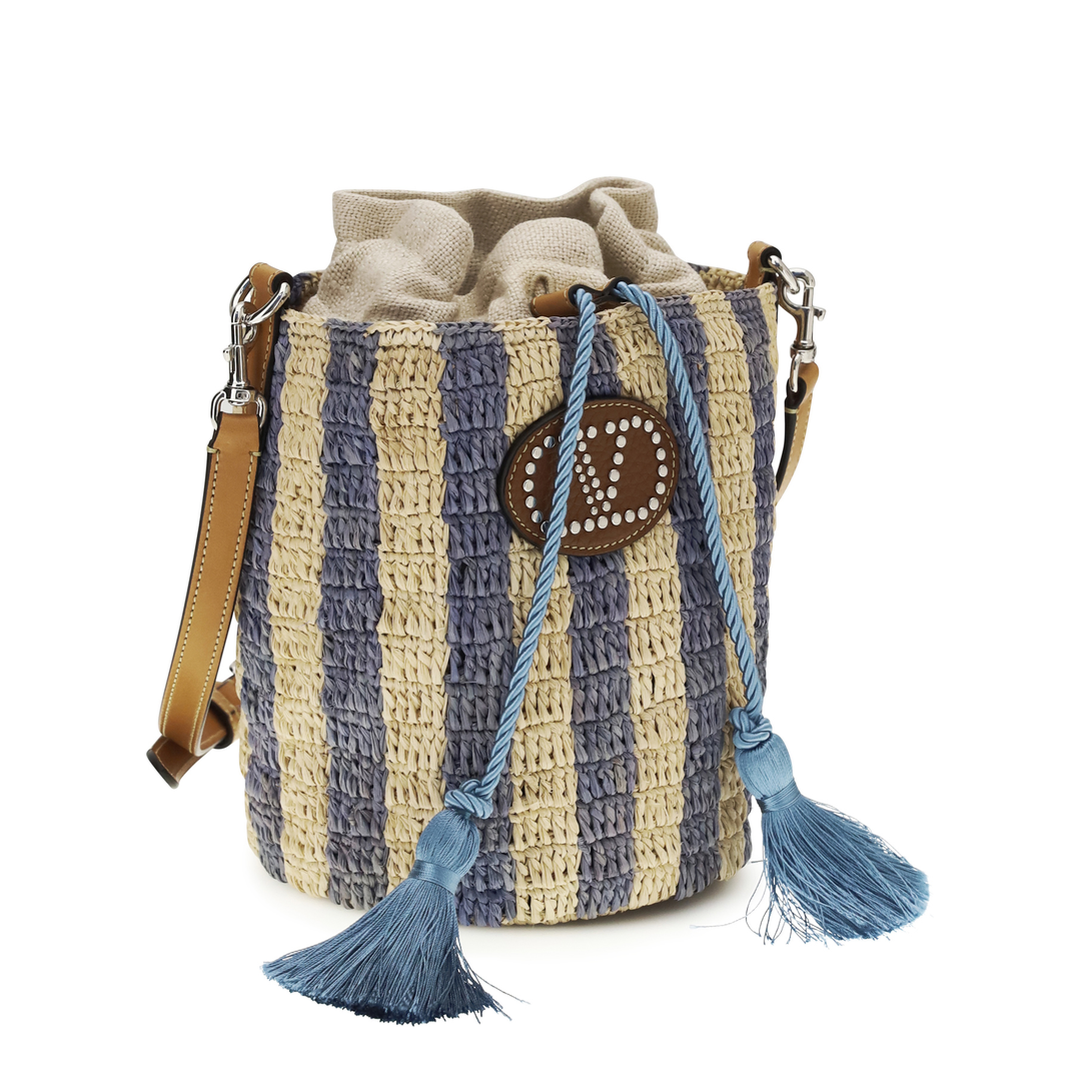 MAYFEYR - Valentino - Striped Raffia Bucket Bag - 8W2B0T03IXU