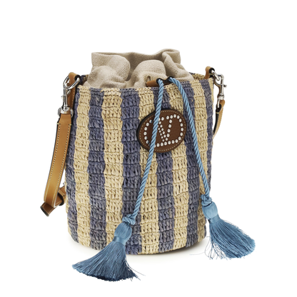MAYFEYR - Valentino - Striped Raffia Bucket Bag - 8W2B0T03IXU