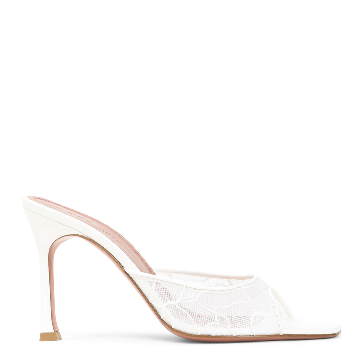 MAYFEYR - Amina Muaddi - Ivory Leather Alexa Lace 95 Slippers - 12S356878ALEIVORY