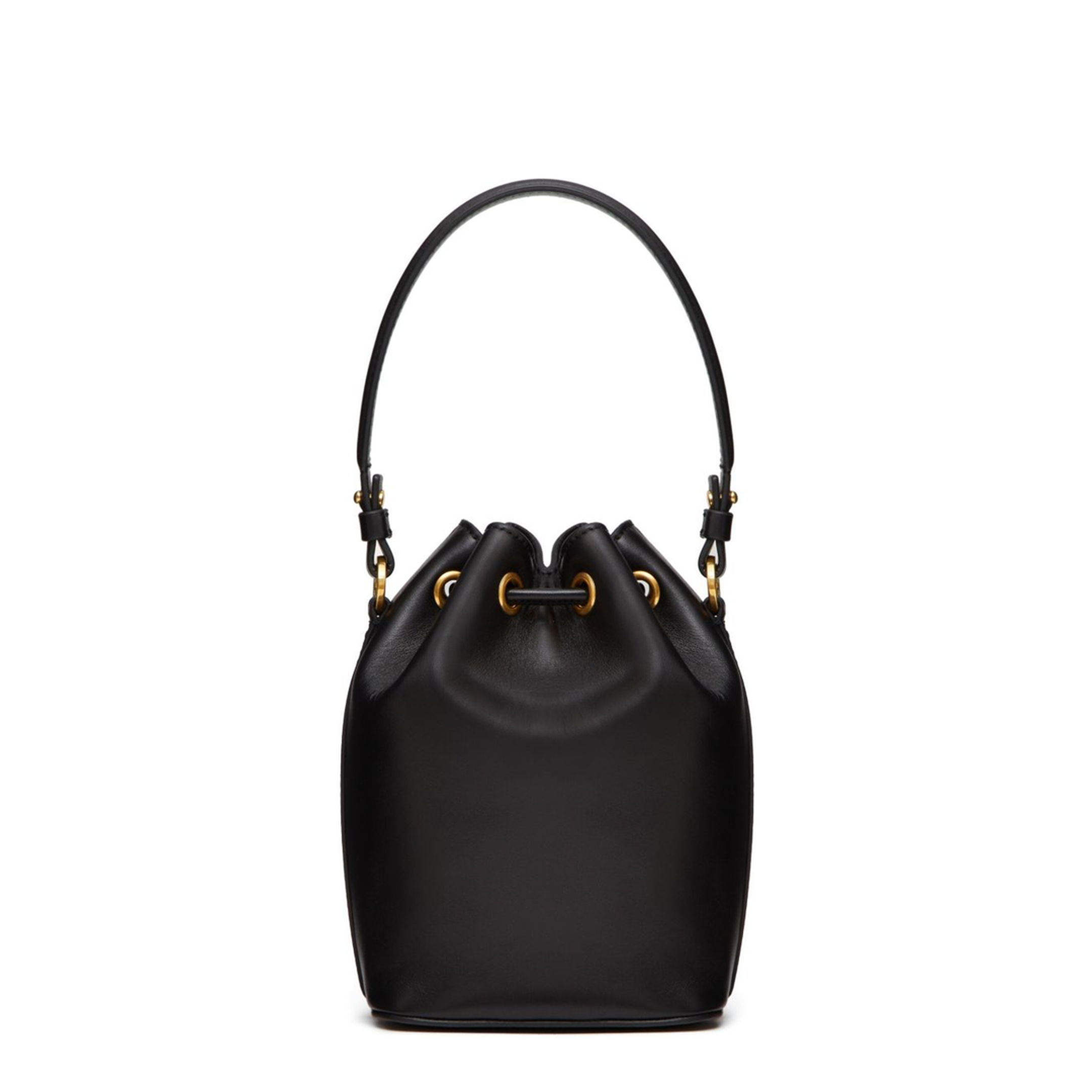 VLogo Signature Mini Smooth Leather Bucket Bag - Black