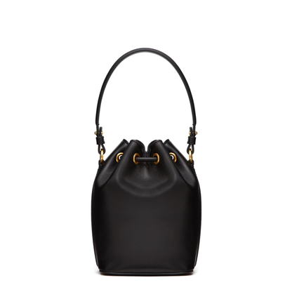 VLogo Signature Mini Smooth Leather Bucket Bag - Black