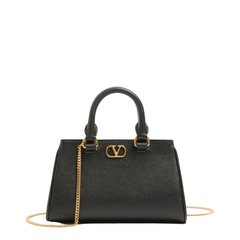 VLogo Signature Mini Grainy Calfskin Bag - Black