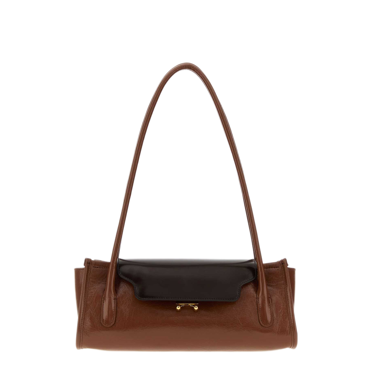 Trunkette Calf Leather Shoulder Bag - RAW SIENNA REDWOOD