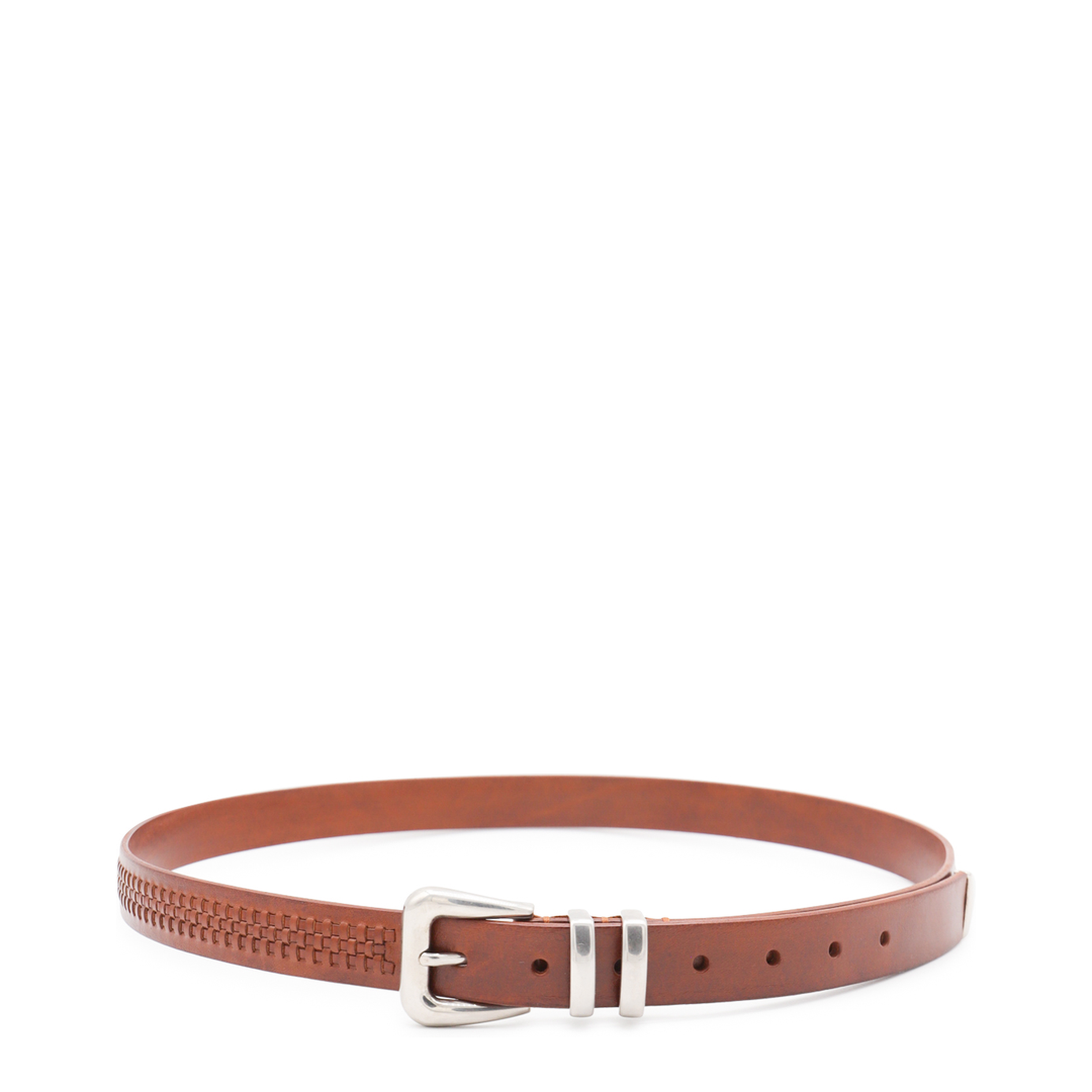 Calfskin Belt With Woven Decoration
