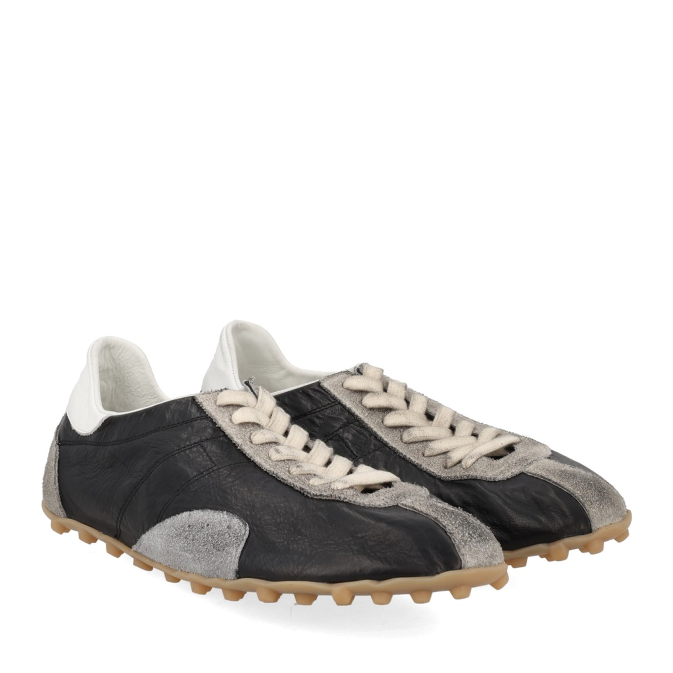 Sprinters Sneakers In Black Leather And Vintage Suede