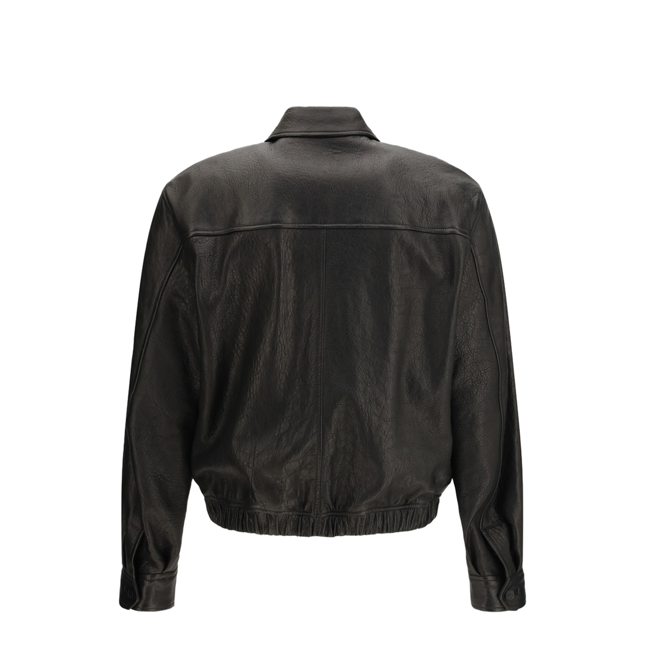 MAYFEYR - Saint Laurent - Short Lamb Leather Jacket With Pointed Collar - 859948YCNF2