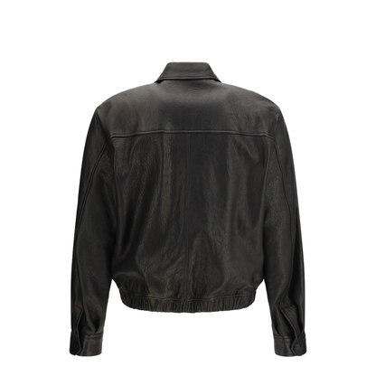 MAYFEYR - Saint Laurent - Short Lamb Leather Jacket With Pointed Collar - 859948YCNF2
