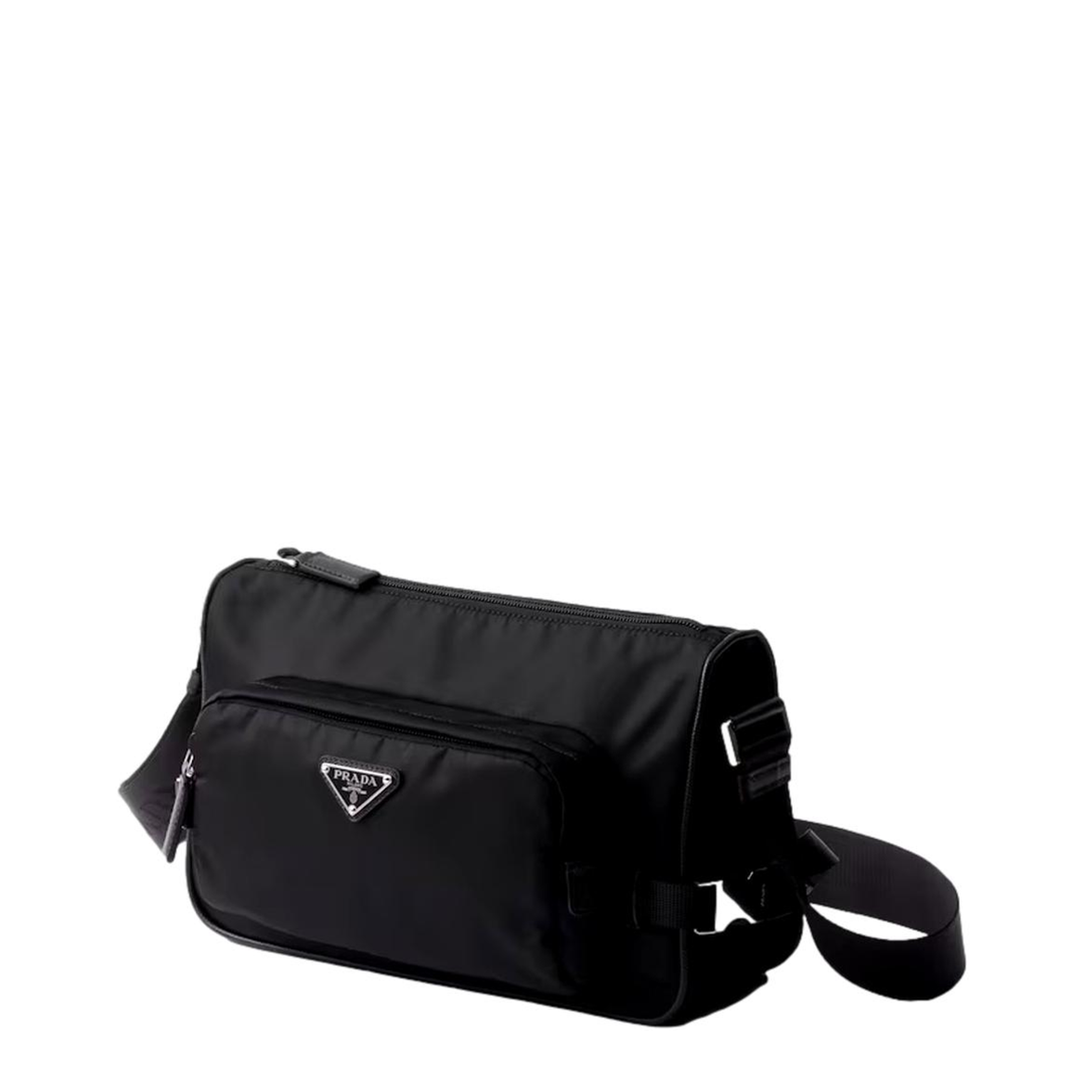 Black Medium Re-Nylon and Saffiano Leather Shoulder Bag