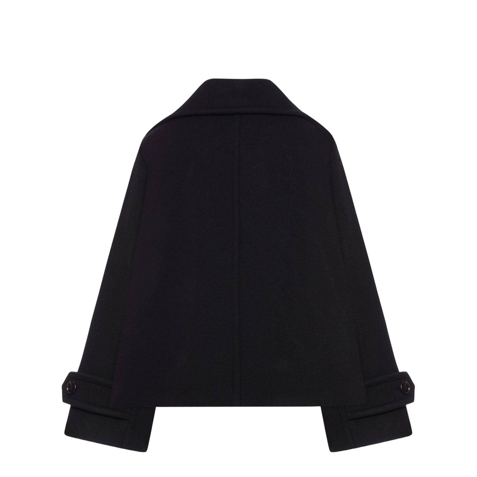 Oversized Wool Short Coat - Black