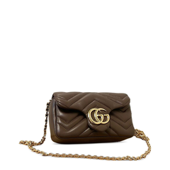 GG Marmont Mini Matelassé Chevron Nappa Shoulder Bag - Dark Taupe