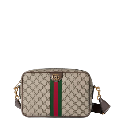 Ophidia Medium GG Supreme Coated Canvas Crossbody - Beige and Dark Brown