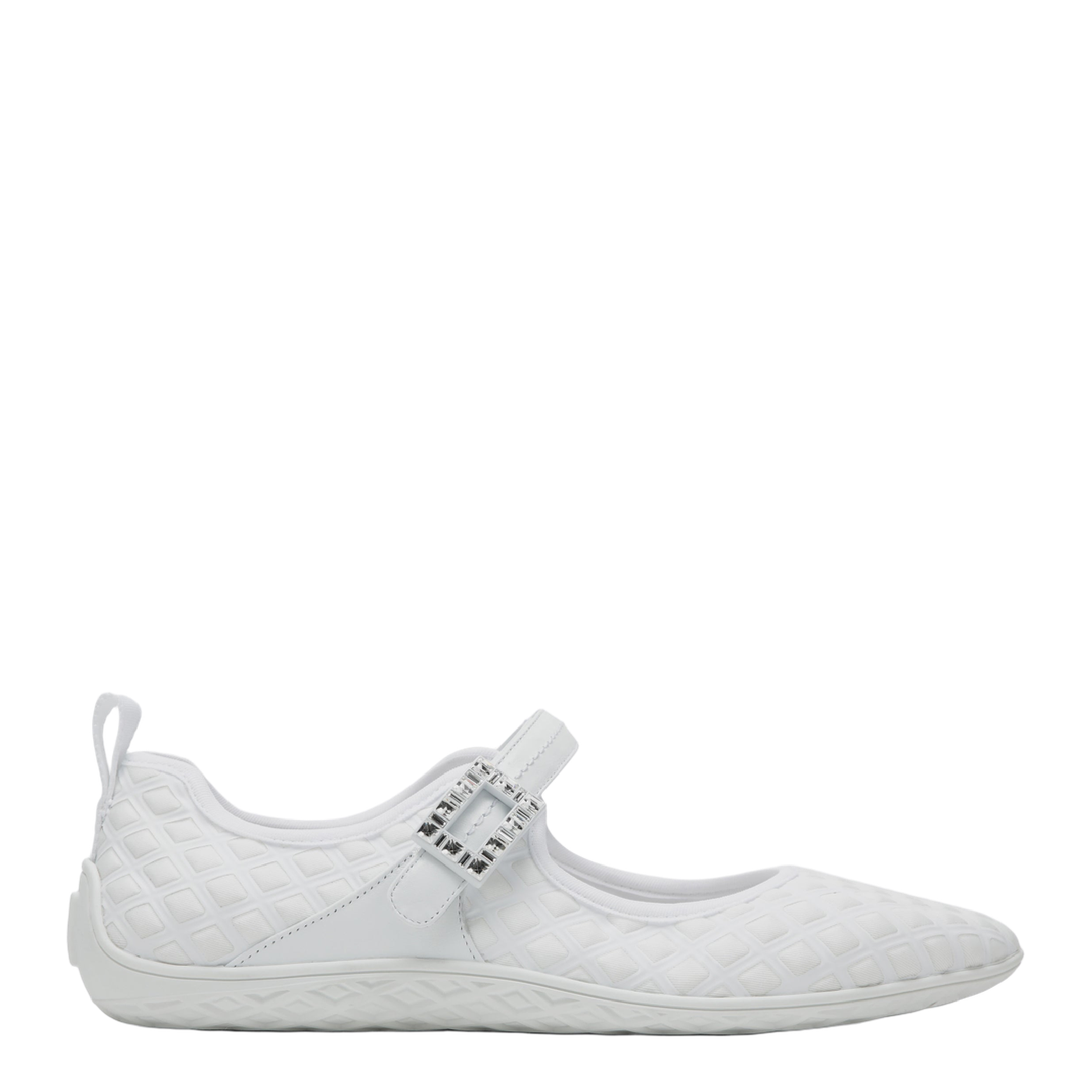 Low Ballerina Flats with Fabric Strap in White