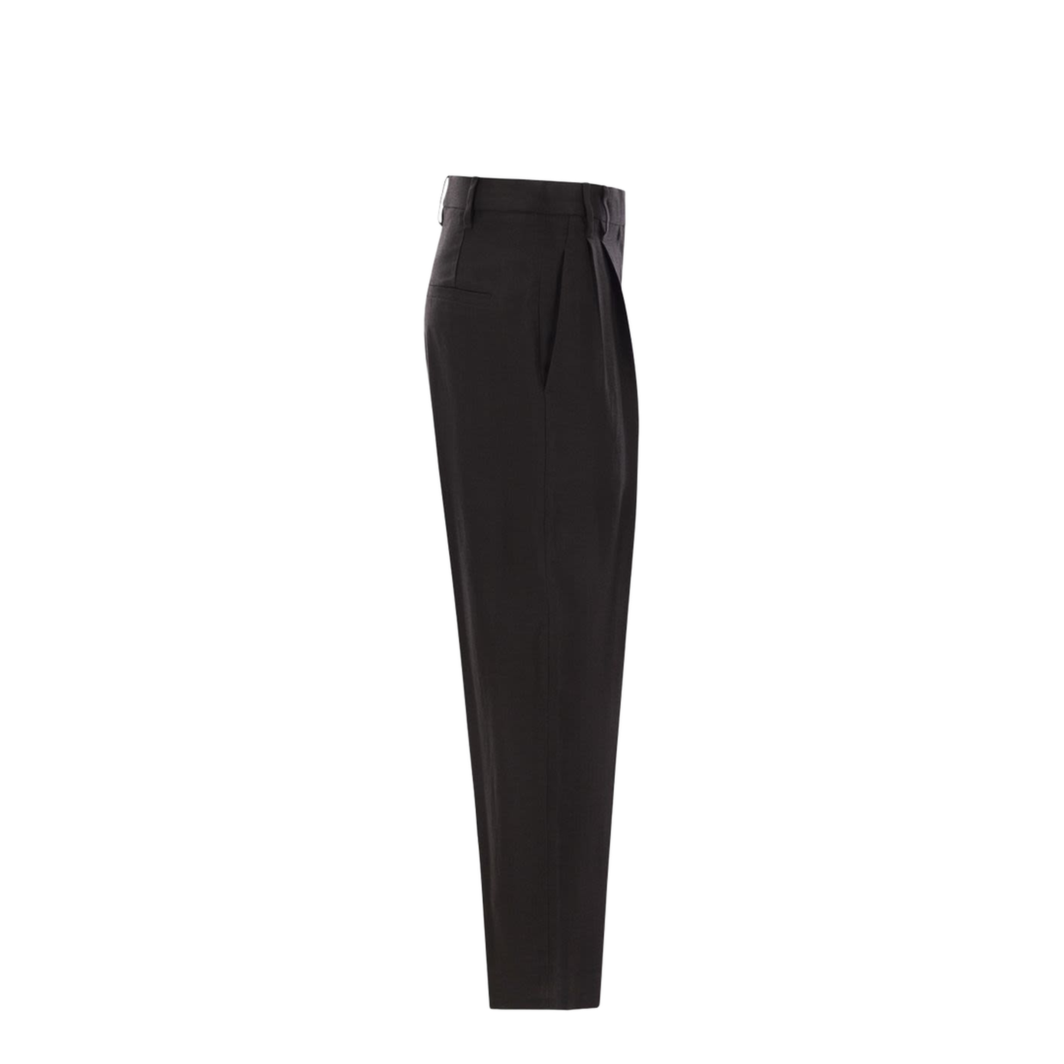 Slouchy Trousers in Viscose and Linen Fluid Twill with Moniline