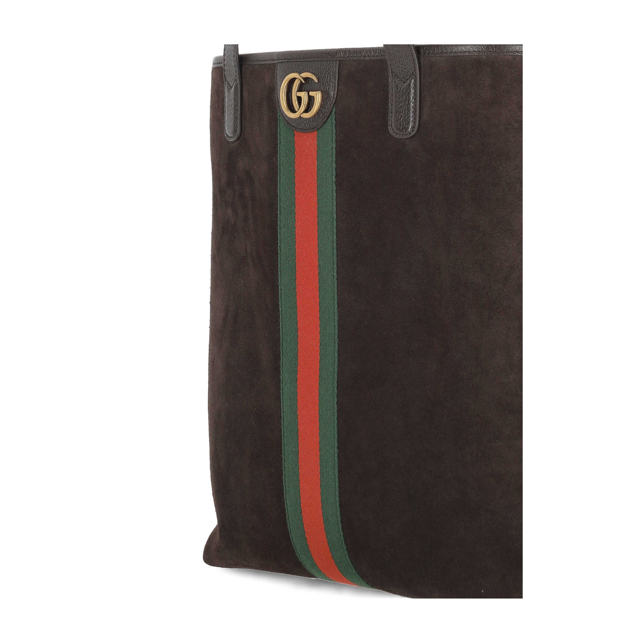 Ophidia Medium Tote Bag in Dark Brown Suede