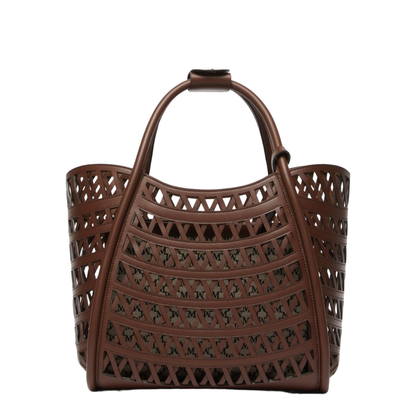 Woven Leather Small Marine Bag Dark Brown